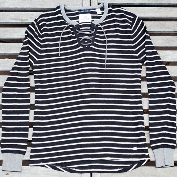 Scotch & Soda Black and White Striped Sweatshirt - Picture 1 of 3